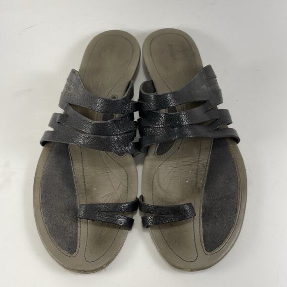Patagonia Bandha Slice Sandals Womens 8 Black Strappy Toe Loop Slip On Leather - Picture 3 of 9